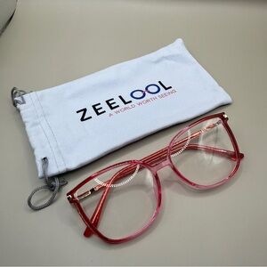 Zeelool Pink Transparent Round Glasses, no prescription